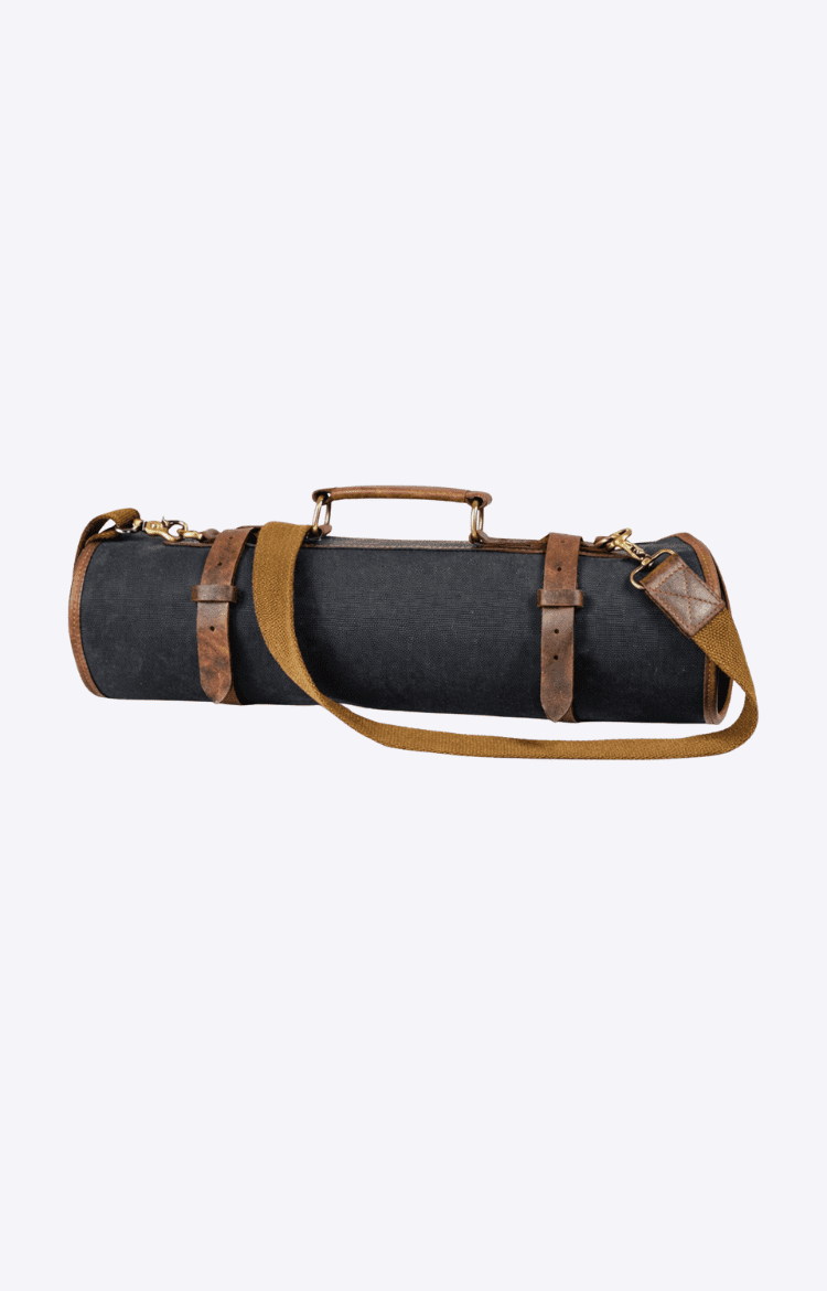 Black Malaga Canvas Knife Roll with shoulder strap - Image 1