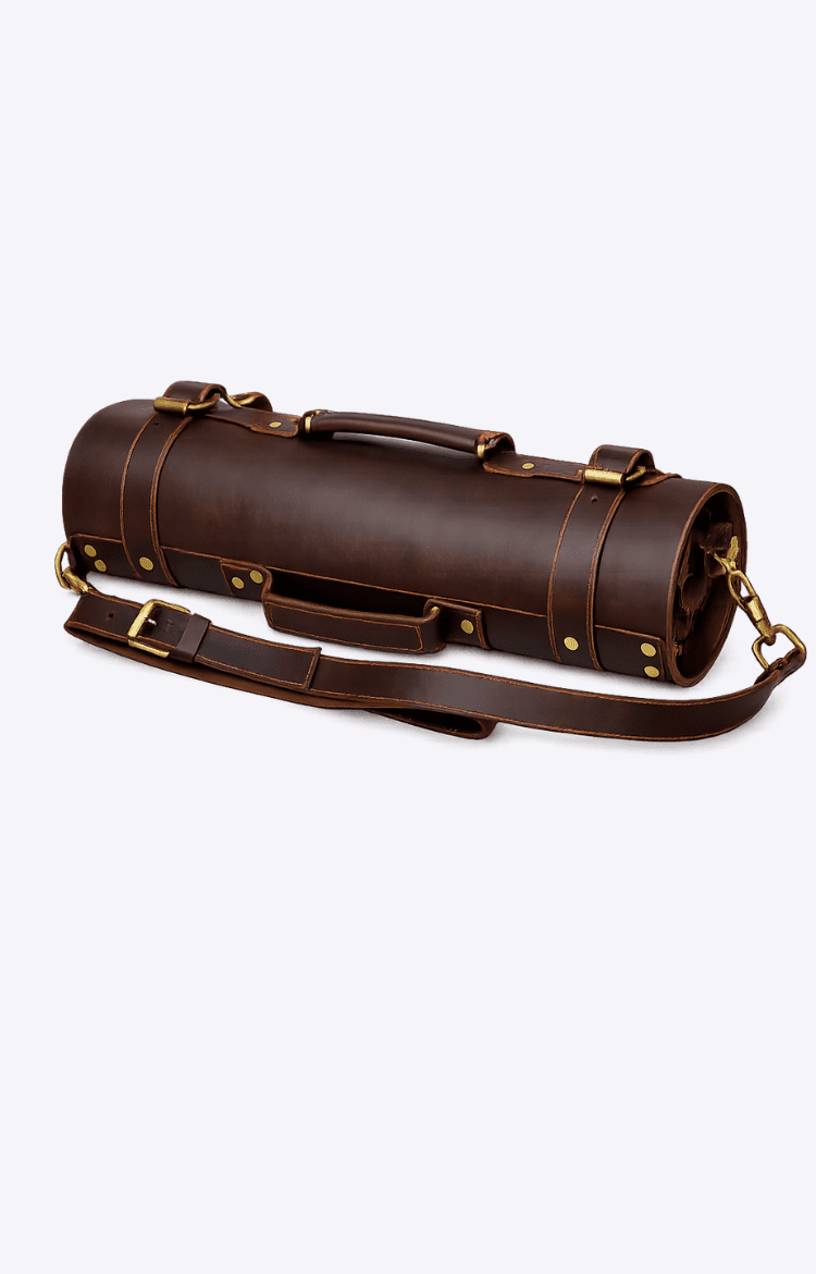 Brown Leather Knife Roll for Culinary Kits - Image 1