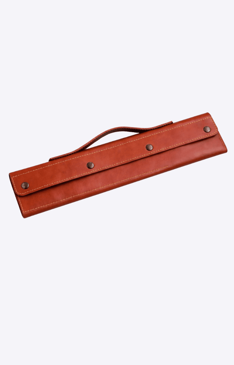 Compact Rich Leather Kitchen Knife Roll - Image 1