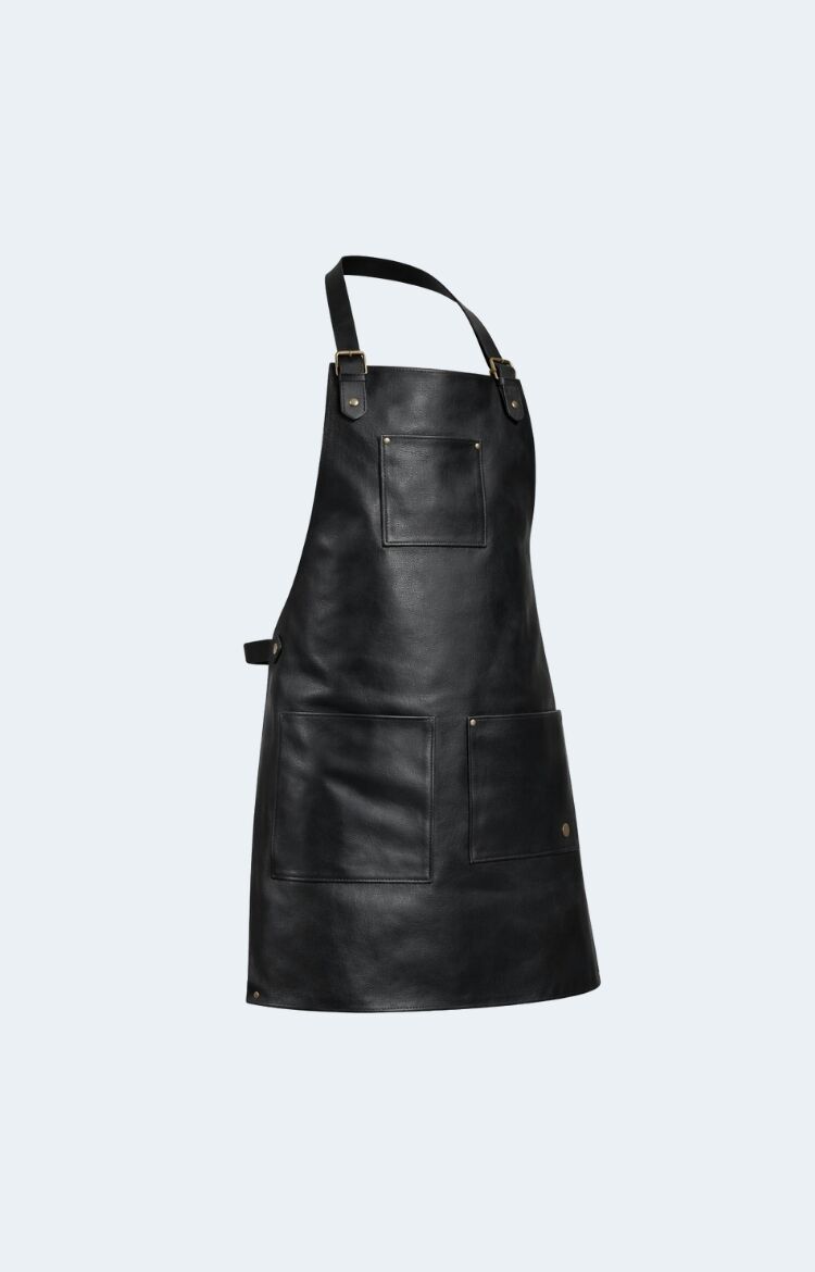 The Double Pocket Leather Apron - Black - Image 1