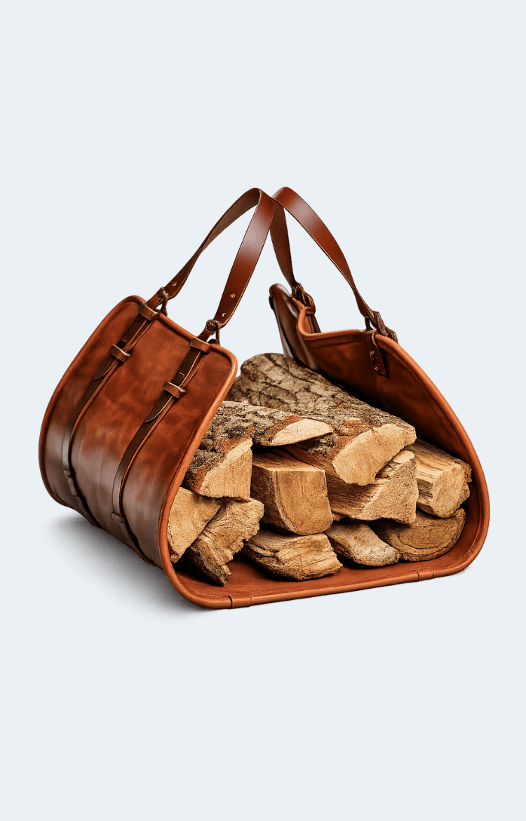 HearthBase Firewood Leather Log Carrier With heavy-duty handles - Image 1