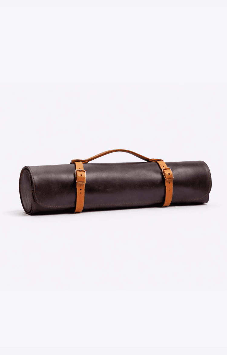 Lightweight Dark Brown Leather Knife Roll for Chef - Image 1