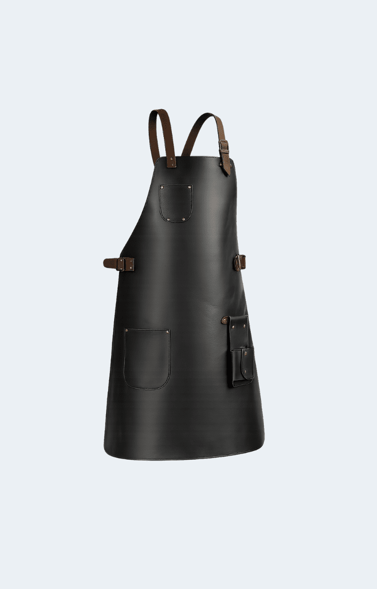OTTO ANGELINO TOP GRAIN BLACK LEATHER APRON - Image 1