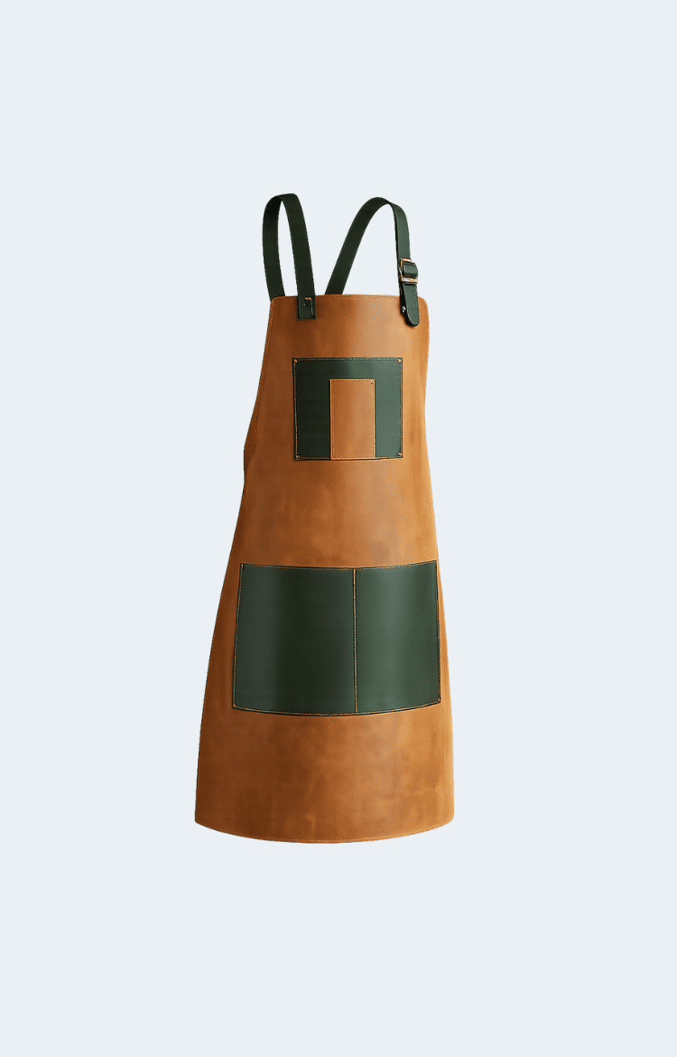 Olive Brown Pedro Leather Suede Apron - Image 1