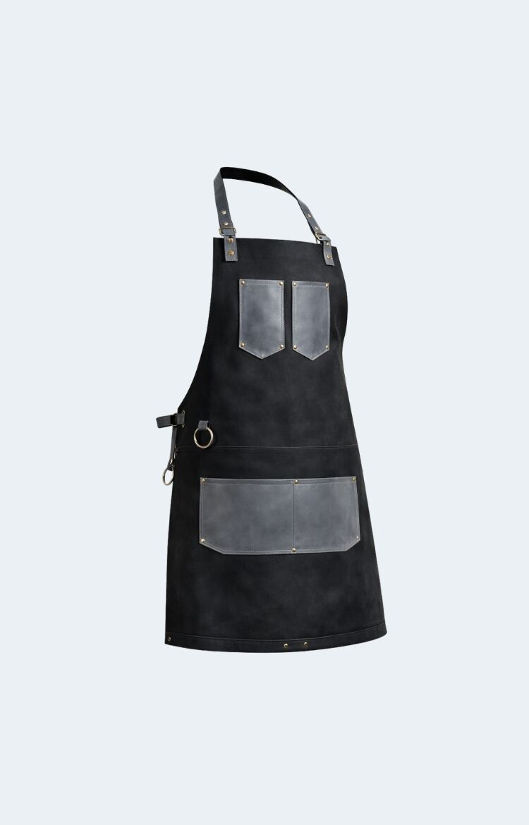 The Kent Black Canvas and Grey Leather Pocket Apron - Image 1