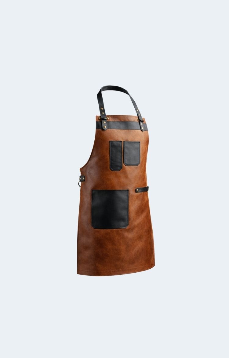 The Norfolk Leather Brown Canvas Butcher Apron - Image 1