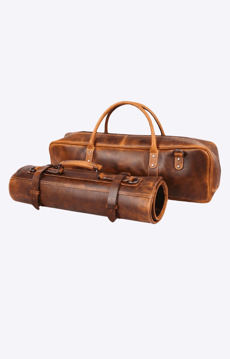 Brown Heritage Leather Knife Roll With Soft Padded - Image 1